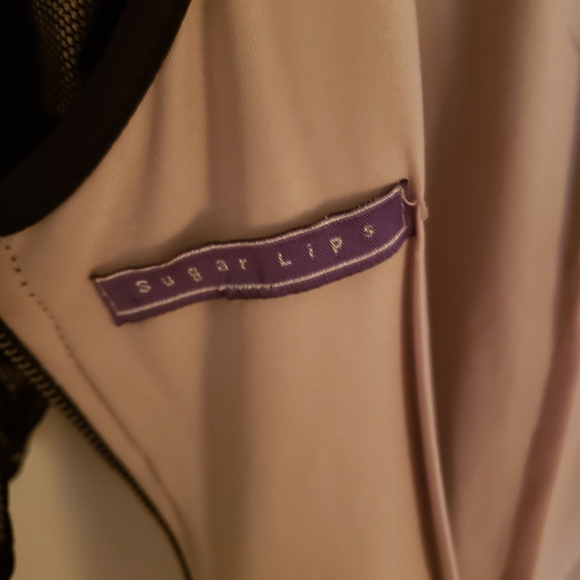 Sugar Lips Black Lace over Nude Evening Dress SML - Picture 5 of 6